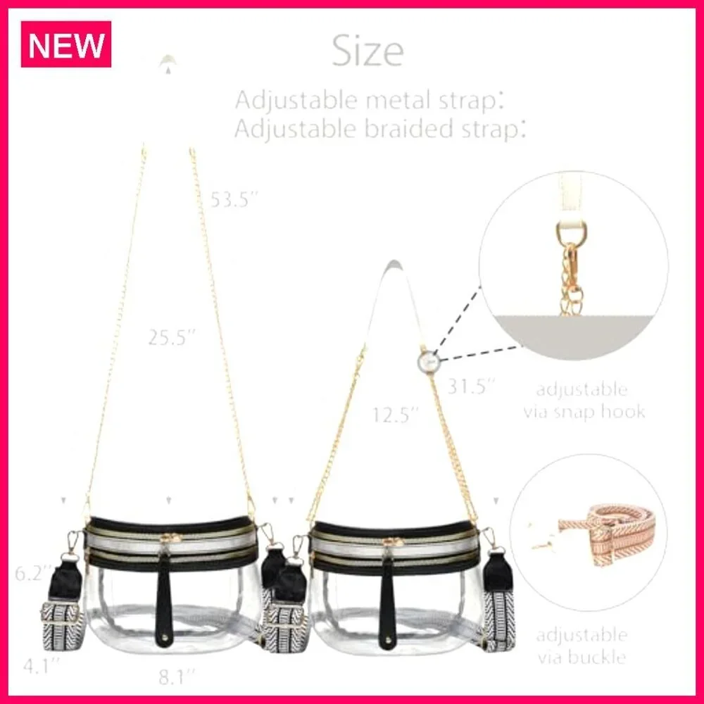 Clear Fanny Pack with Adjustable Straps, Stadium Approved PVC Bag